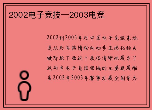2002电子竞技—2003电竞